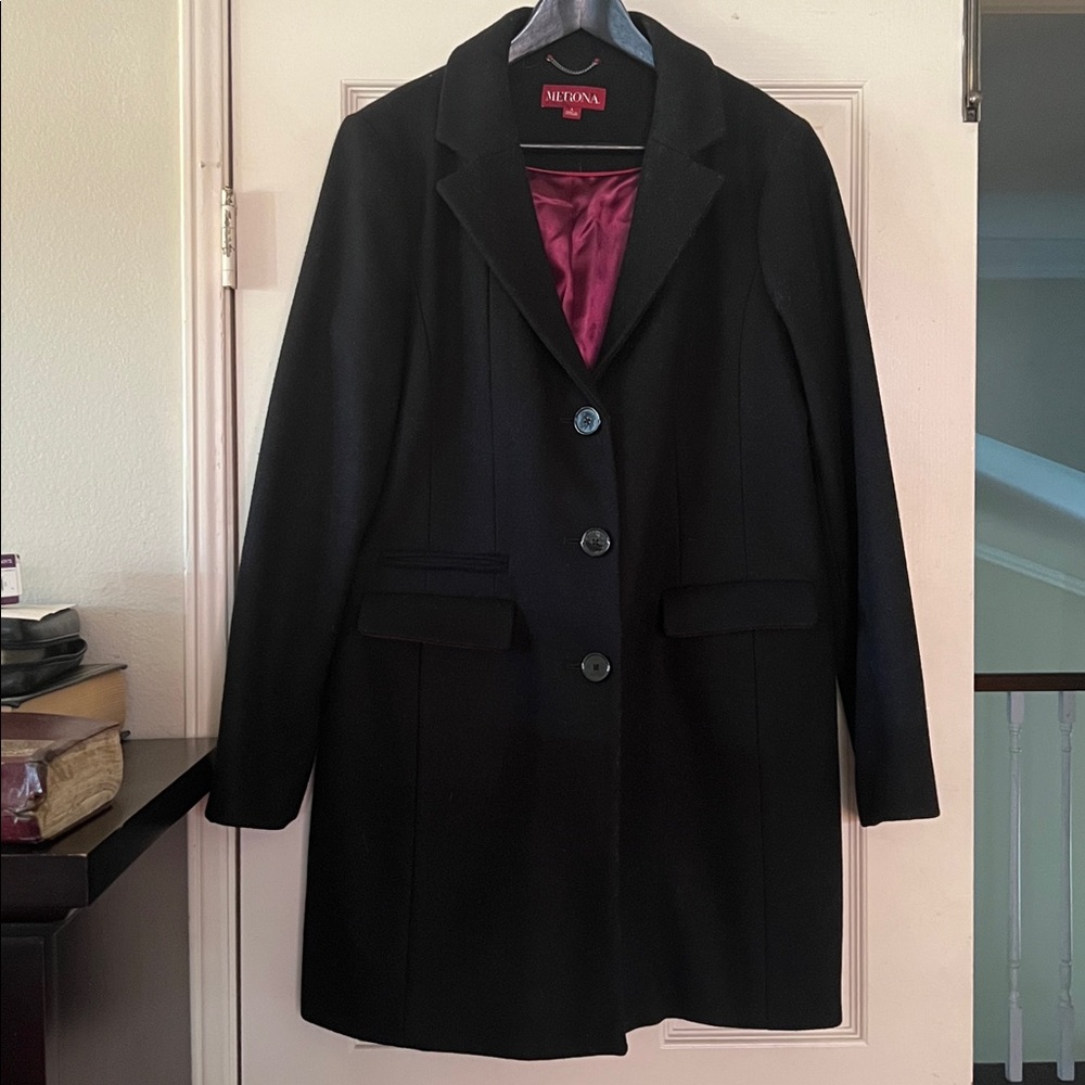 Merona Elegant wool blend coat black womens size‎ L
